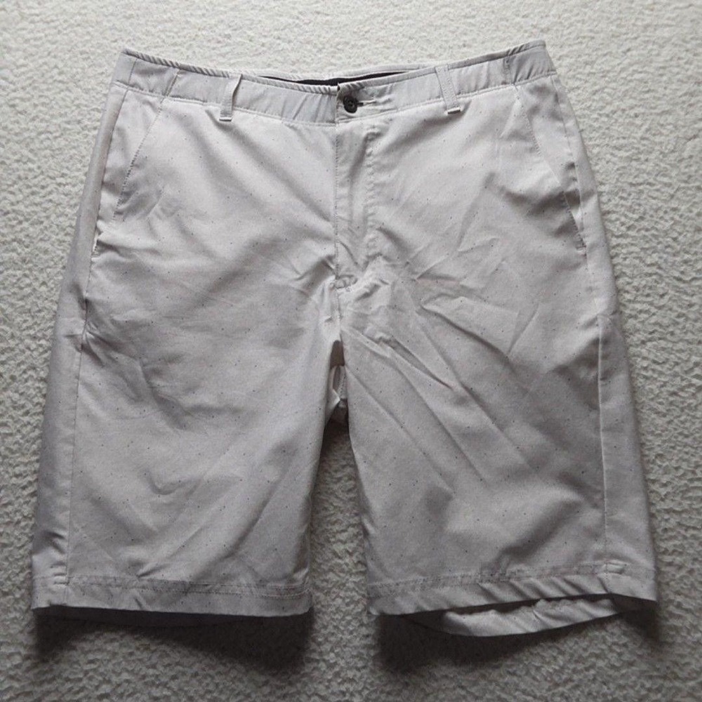 Pebble Beach Golf Chino Shorts Mens 34 Gray Microfiber Stretch 10 Inseam Casual